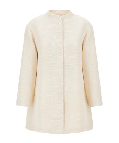 Herno Button Detailed Long Coat In Neutral