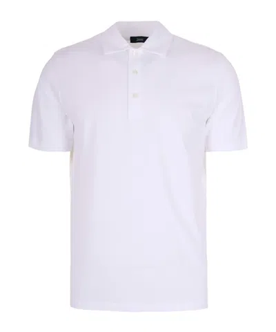 Herno Button Detailed Short-sleeved Polo Shirt In White