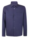 Herno Long Sleeve Collared Shirt Jacket With Pocket In Blue