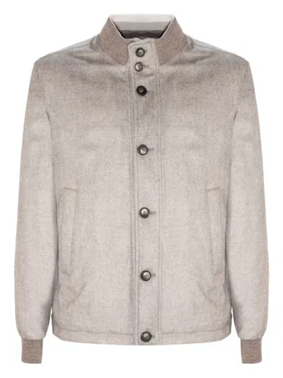 Herno Button-fastening Elasticated-cuff Jacket In Gray