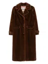 Herno Button-fastening Faux-fur Coat In Brown