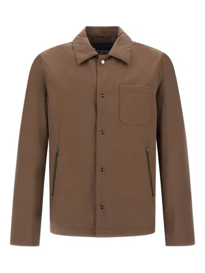 HERNO BUTTON-FASTENING JACKET