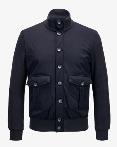 Herno Button Fastening Padded Jacket In Blue