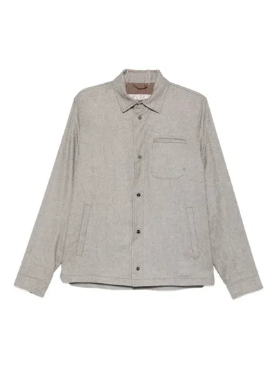 Herno Button-fastening Patch-pocket Jacket In Gray