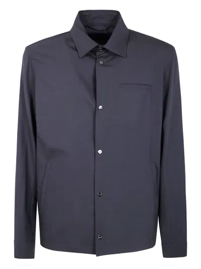 HERNO BUTTON-FASTENING PATCH-POCKET SHIRT JACKET
