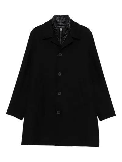 HERNO BUTTON-FASTENING WOOL-BLEND COAT