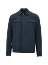 Herno Button Flap Pocket Overshirt In Blue