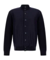 Herno Blue Button-front High-neck Cardigan In Blue