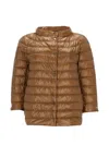 Herno Neutrals Shiny Quilted Three-quarter Down Jacket In Brown