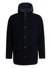 Herno Button Hooded Coat In Blue