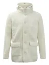Herno Button Hooded Coat In Neutral