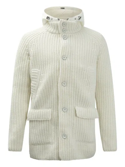 Herno Button Hooded Coat In Neutral