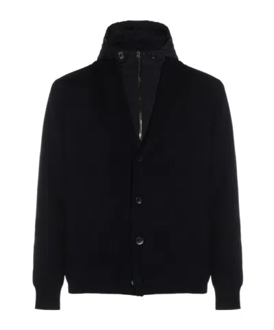 Herno Button Long Sleeve Sweater In Black