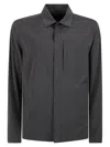 Herno Button-up Grey Coat With Subtle Texture In Black