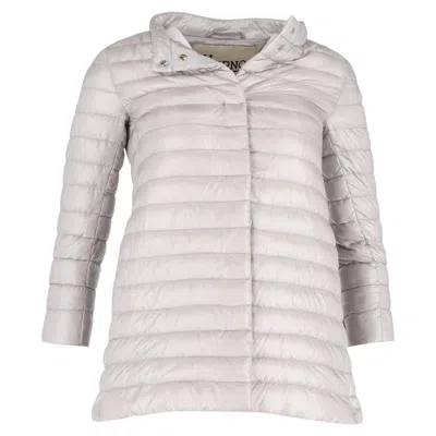 Herno Button-up Padded Coat In Grey Nylon