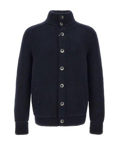 Herno Button-up Wool Cardigan In Black