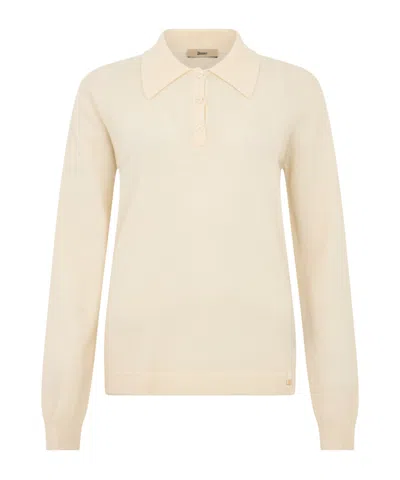 Herno Button-collar Knit Top In Gold