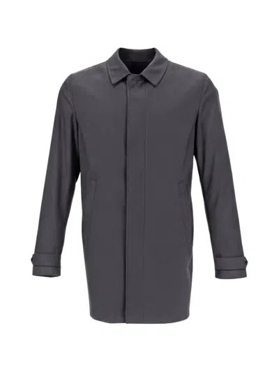 Herno Button-cuff Wool Coat In Gray