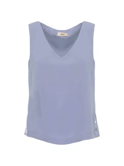 Herno Button-detail Blouse In Blue