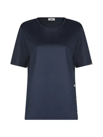 Herno Button-detail T-shirt In Blue