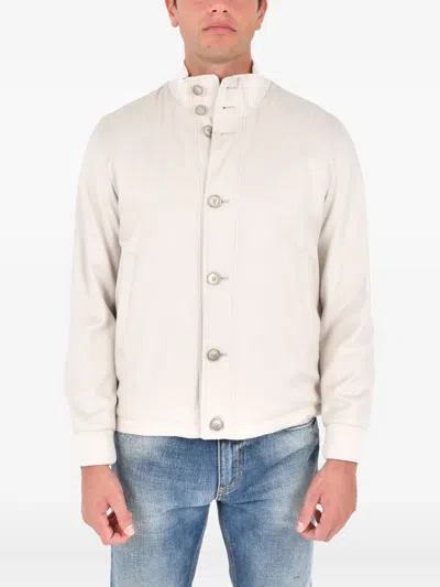 Herno Buttoned Bomber Jacket In White