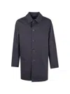 Herno Long Sleeve Midi Coat Front Pockets In Blue