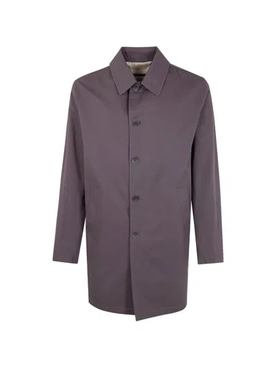 Herno Buttoned Coat In Purple
