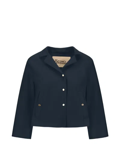 Herno Buttoned Collar Jacket In Blue