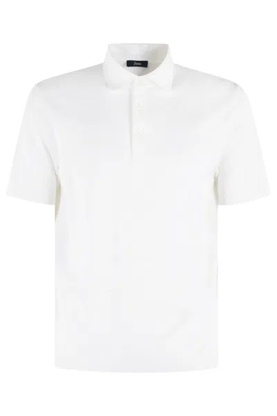 Herno Buttoned Collar Short Sleeve Polo In White