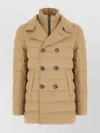 Herno Buttoned Double-breasted Notched Lapel Padded Coat In Brown