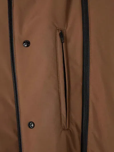 Herno Buttoned High-neck Jacket In Brown