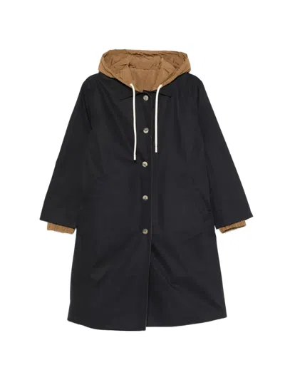 Herno Buttoned Hooded Coat In Black