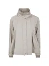Herno Cotton Gabardine Cape With Water-repellent Finish And Taffeta Details In Gray