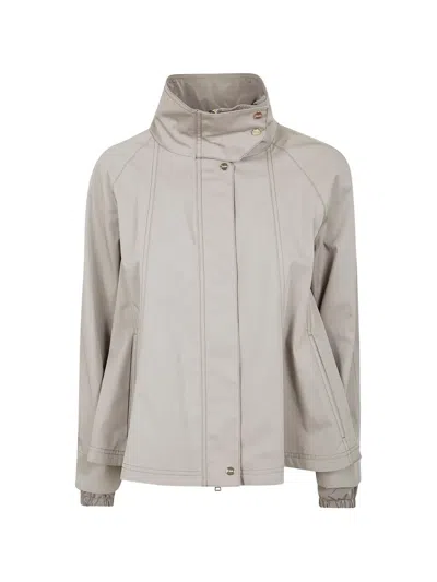 Herno Cotton Gabardine Cape With Water-repellent Finish And Taffeta Details In Gray