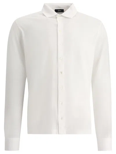 Herno Buttoned Long Sleeved Shirt In Bianco