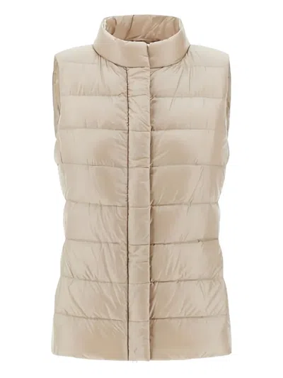 Herno Buttoned Padded Gilet In Brown