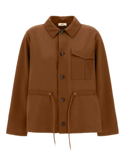 Herno Buttoned Pocket Top In Brown