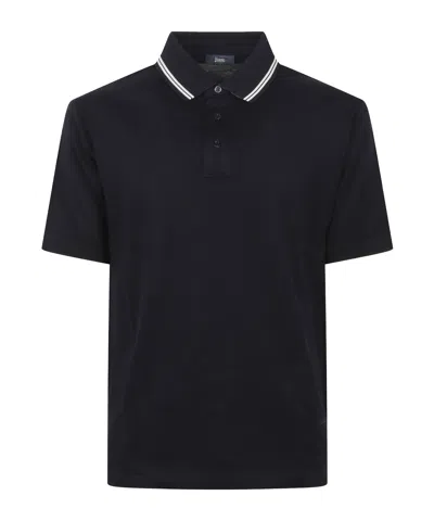 Herno Tipping-detail Polo Shirt In Blue