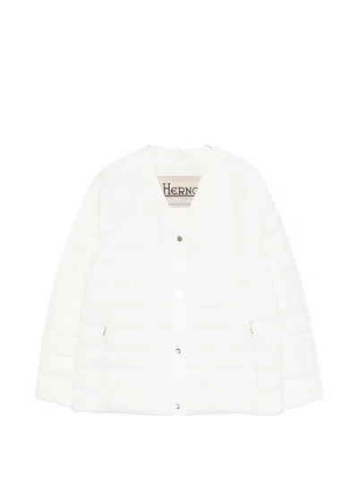 Herno Buttoned Puffer Jacket In White