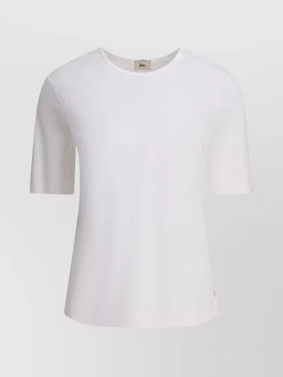 Herno Buttoned Round Neck Short Sleeve Soft Texture In White