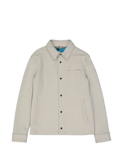 Herno Wool-blend Shirt Collar Jacket In Neutral
