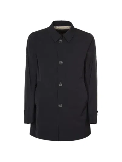 Herno Button-fastening Coat In Black