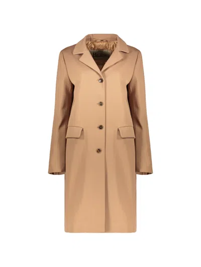 Herno Button-fastening Coat In Brown