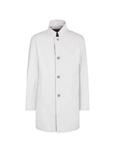 Herno Button-fastening High-neck Coat In White