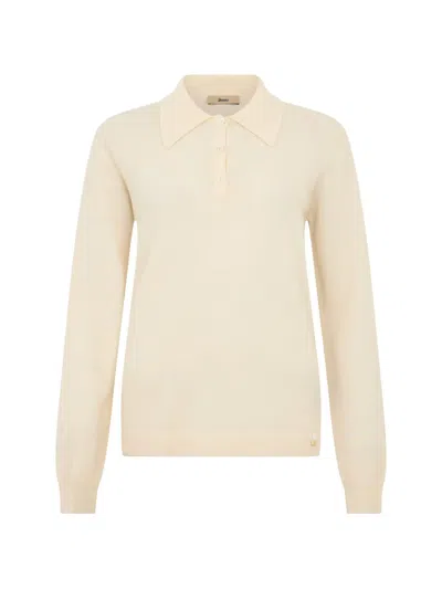 Herno Button-fastening Long-sleeve Polo Top In Neutral