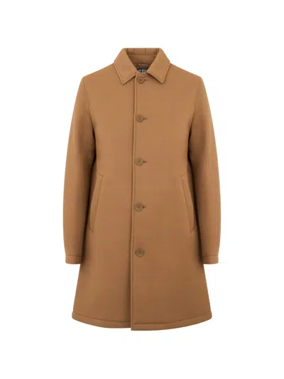 Herno Button-fastening Single-breasted Coat In Brown