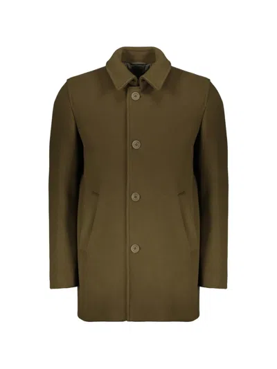Herno Button-fastening Spread-collar Coat In Green