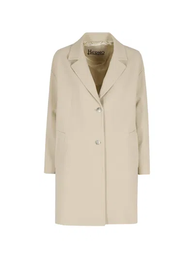 Herno Button-front Coat In Neutral