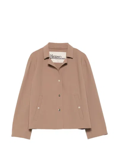 Herno Buttonned Jacket In Brown