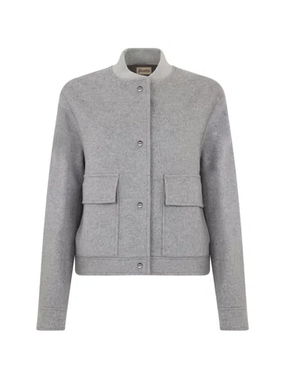 Herno Button-up Bomber Jacket In Gray